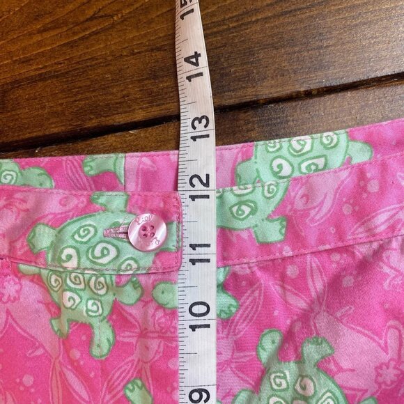 Lilly Pulitzer pants women's pink green Turtle print cropped size 10 - Picture 6 of 8